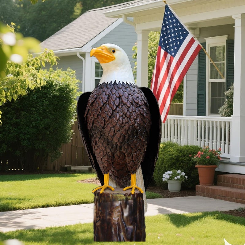chisheen Bald Eagle Outdoor Metal Yard Art Statue and Sculpture for Garden Lawn Patio Living Room Decoration - Image 1